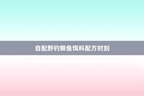 自配野钓鲫鱼饵料配方时刻